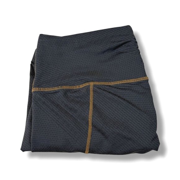 Prana Leggings Sz M Charcoal Contrast Stitch Cropped Ruched Textured Athletic - Picture 2 of 8